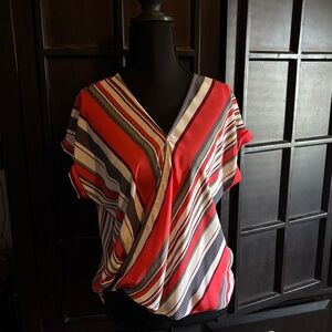 W5 Multicolor Striped V-Neck Blouse